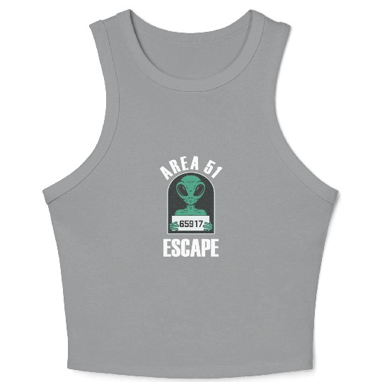 Area 51 Alien Mug Shot Escape Science Fiction Crop Tank Top