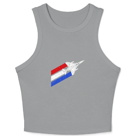 F-4 Phantom Vintage USA Contrails Red White Blue Crop Tank Top