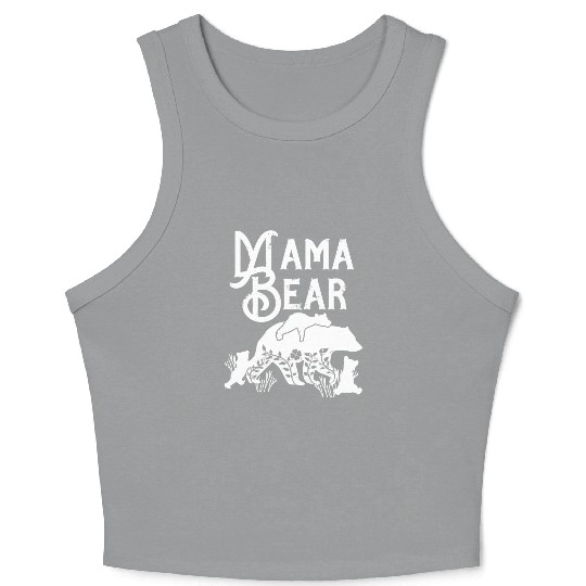 Mama Bear Mom Bear 3 cubs Momma Bear Momlife Crop Tank Top