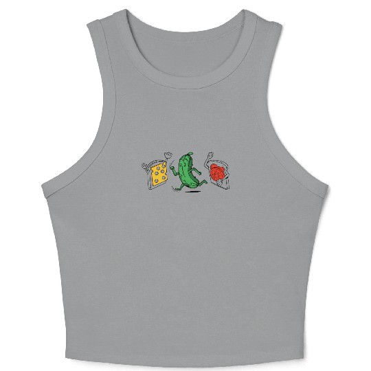 Baseball Pickle Runner Tomato Cheese Sandwich Joke Crop Tank Top