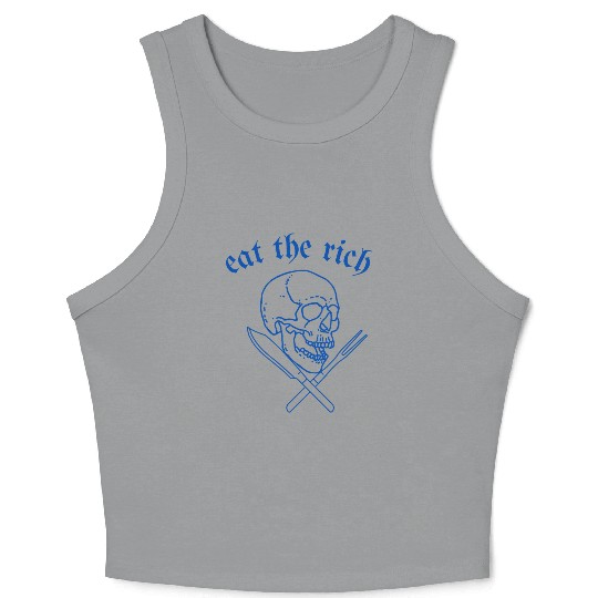 Eat The Rich - Skull and Cross Knives (blue) Crop Tank Top