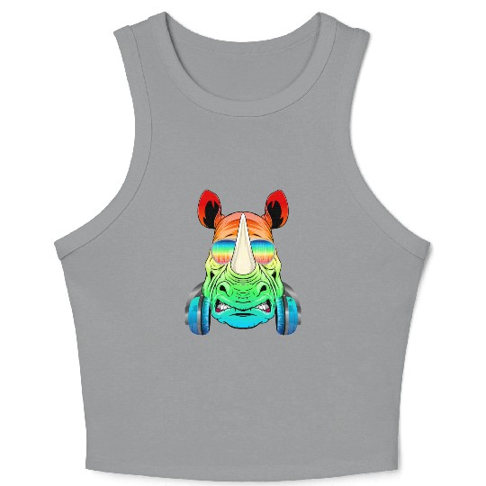 Rhino Rhinoceros Music DJ - Africa Collection Crop Tank Top
