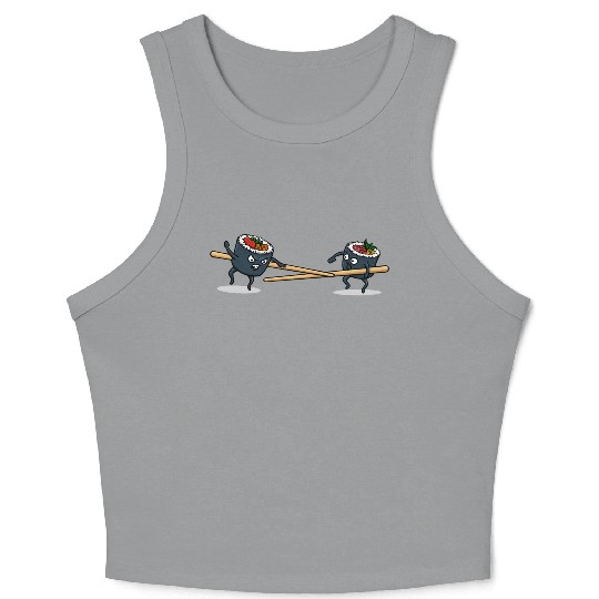 Japanese Cuisine Rice Sushi Meal Sticks Crop Tank Top