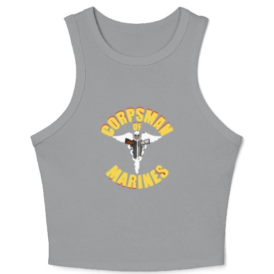 Us Navy Corpsman 8404 Fmf Veteran Front & Back Des Crop Tank Top