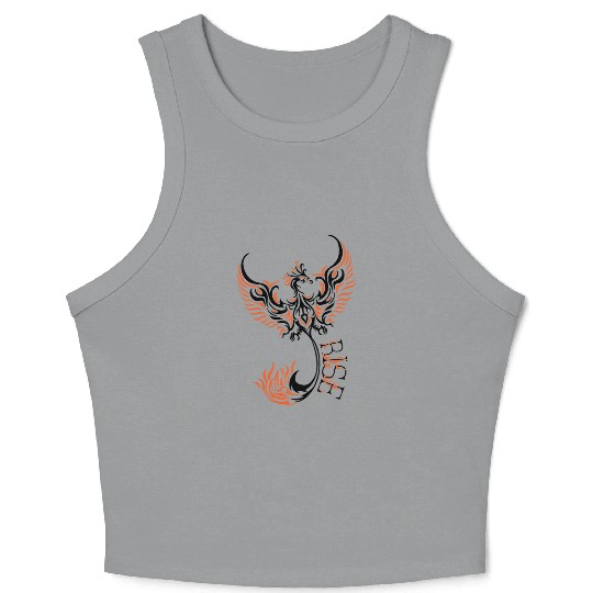 PHOENIX tattoo / Tribal art - Black and Orange Crop Tank Top