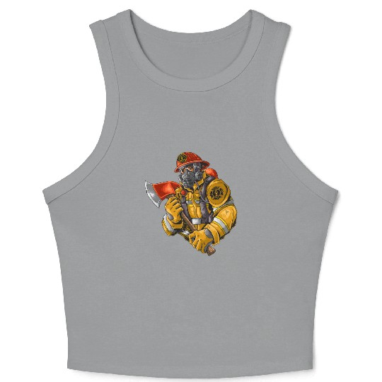 firefighter fire brigade fire station blueish use Crop Tank Top