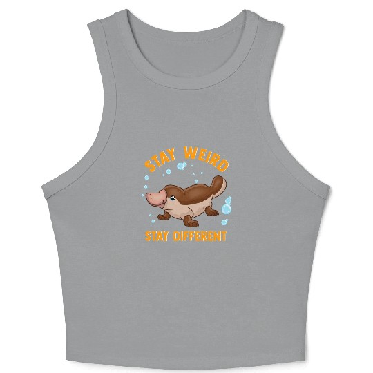 Funny Stay Weird Stay Different Cute Platypus Crop Tank Top