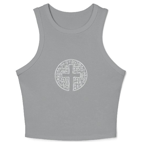 Cross With Words He is Risen Crop Tank Top