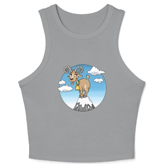Mountain goat peaks with snow cartoon Crop Tank Top