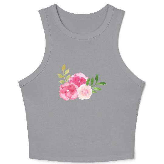 Rose flower pink floral Crop Tank Top
