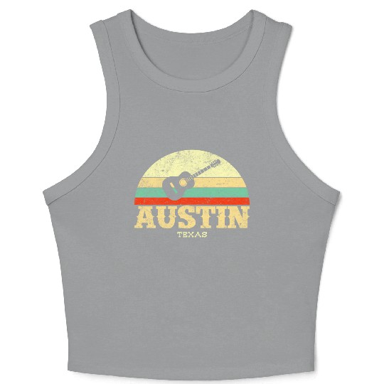 Retro Austin Texas Guitar Vintage Lone Star State Crop Tank Top