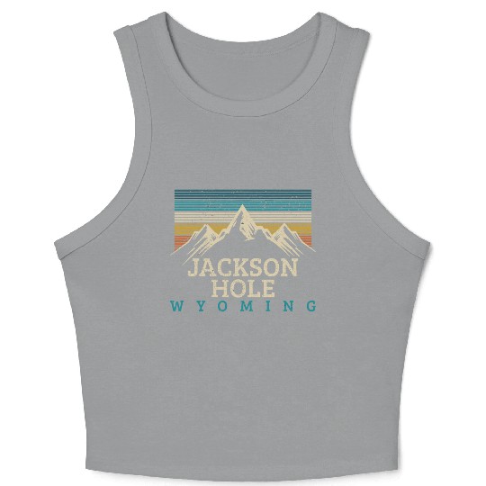 Jackson Hole Wyoming Vintage Mountains Nature Souv Crop Tank Top