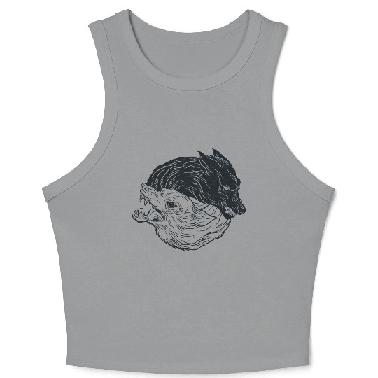 Wolf yin yang meditation philosophy symbol Crop Tank Top