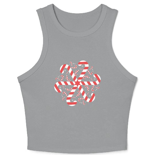 Candy Cane Gift Snowflake Candy Cane Christmas Crop Tank Top
