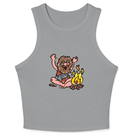 Caveman with Fire Crop Tank Top