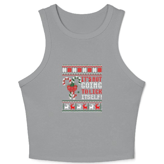 Its Not Going To Lick Itself Candy Cane Ugly Sweat Crop Tank Top