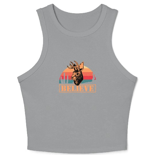 Believe in Jackalope Mythical Animal Jackrabbit Crop Tank Top