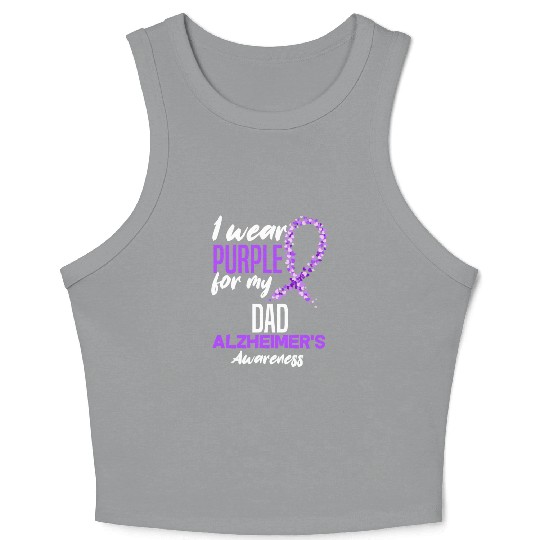 I Wear Purple For My Dad Alzheimer's Awareness Crop Tank Top