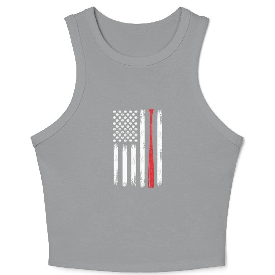 Baseball US Flag Crop Tank Top