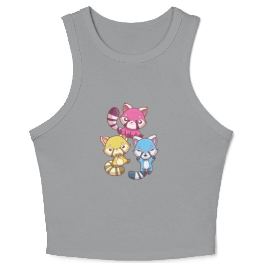 Pansexual Kawaii Red Panda, Pastel Goth Anime Art Crop Tank Top