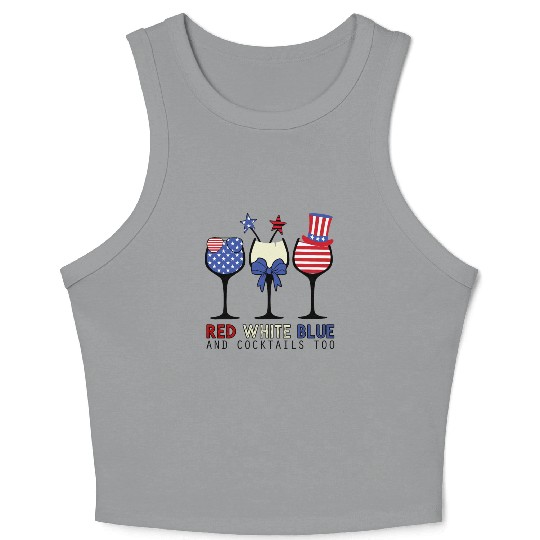Red White Blue and Cocktails Crop Tank Top