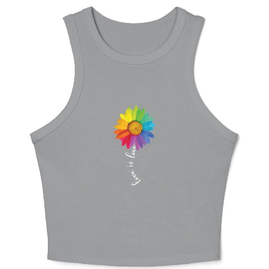 Love Is Love Rainbow Sunflower LGBT Gay Lesbian Crop Tank Top