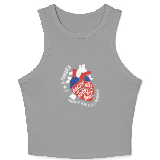 Brave With Every Beat CHD Awareness Happy Gift Crop Tank Top