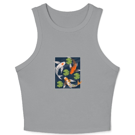 Koi Fish Lover Asian Japanese Carp Water Pond Anim Crop Tank Top