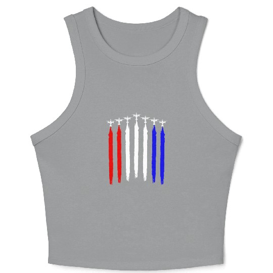 V-22 Osprey Helicopter Red White Blue Contrails Crop Tank Top