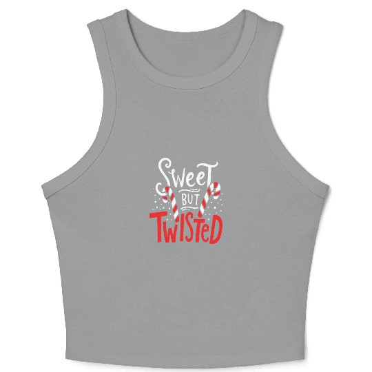 Sweet But Twisted Funny Christmas Candy Lollipop C Crop Tank Top