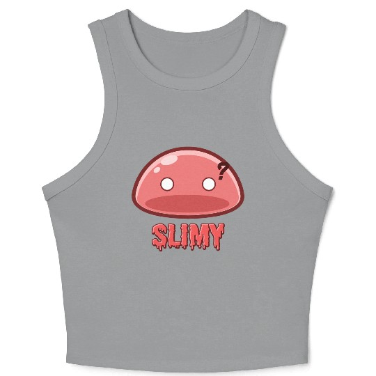 Cute Red Dungeon Slime Monster Weird Anime Crop Tank Top