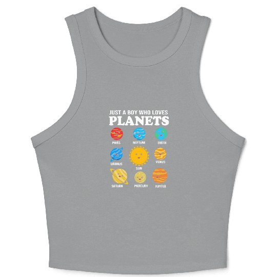 Solar System Science Just A Boy Who Loves Planets Crop Tank Top