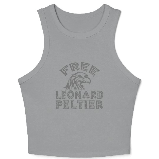 FREE LEONARD PELTIER EAGLE NATIVES grau used look Crop Tank Top