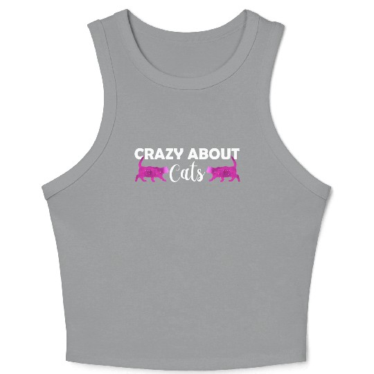 Crazy about cats - Cat lover - Cat owner gift Crop Tank Top