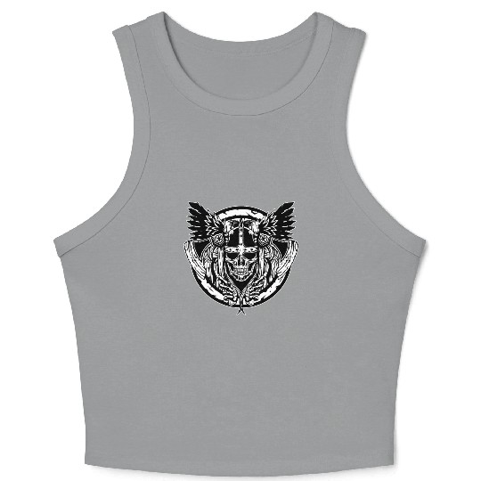 Skull Raven Nordic Axt Odin Thor Norse Viking Crop Tank Top