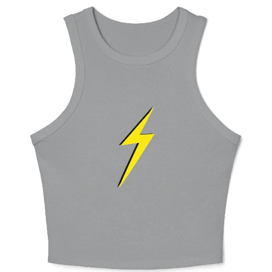 double Lightning Bolt Yellow And Black Crop Tank Top