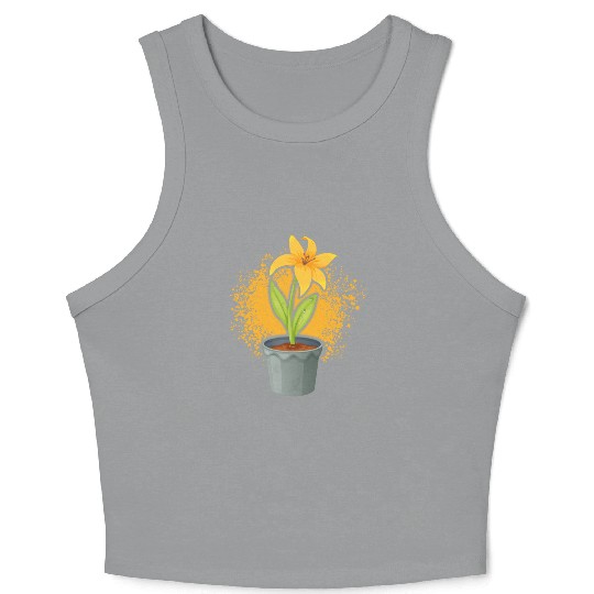 Daffodil Flowerpot Gardener Yellow Flowers Crop Tank Top