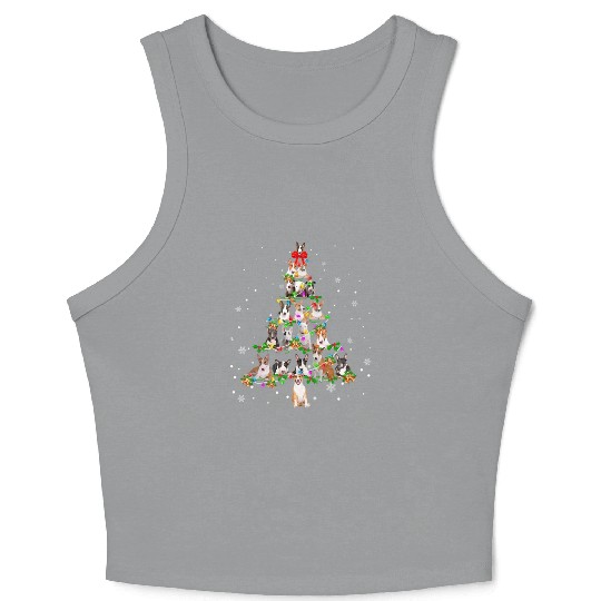 Bull Terrier Dogs Christmas Tree Funny Xmas Gift Crop Tank Top
