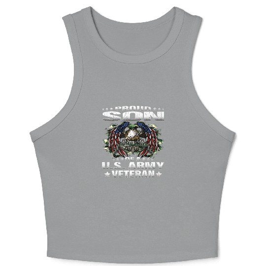 Proud Son Of A US Army Veteran Military Crop Tank Top