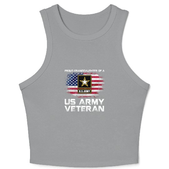 Proud Granddaughter Of A Us Army Veteran Military Crop Tank Top
