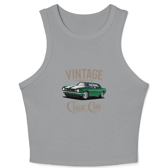 Vintage Green Camaro Classic Car Crop Tank Top