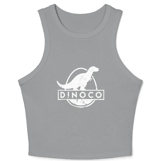 Dinoco White Distressed Crop Tank Top