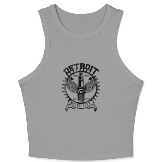 Detroit Michigan Motor City Spark Plug Wings Ride Crop Tank Top
