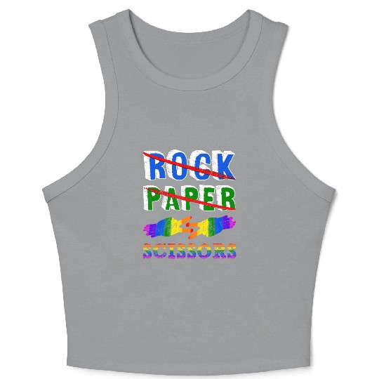 Rock Paper Scissors Lesbian Couple LGBTQ Pride Mon Crop Tank Top