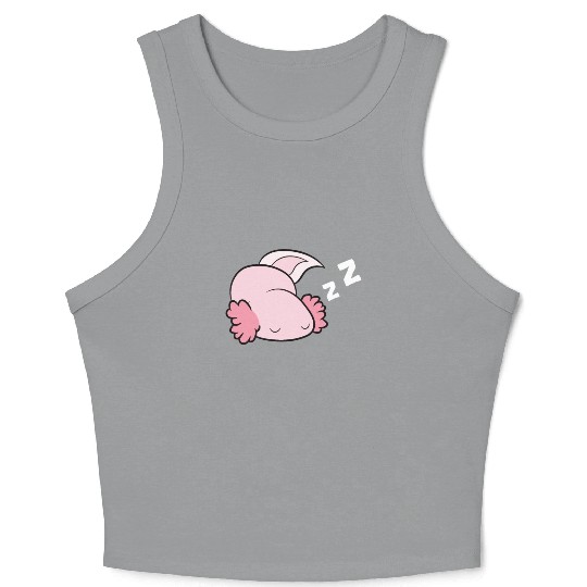 Axolotl Mexican Salamander Relaxing Tired Axolotl Crop Tank Top
