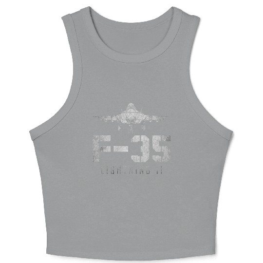 F 35 Lightning II US Airborne Fighter Pilot Crop Tank Top
