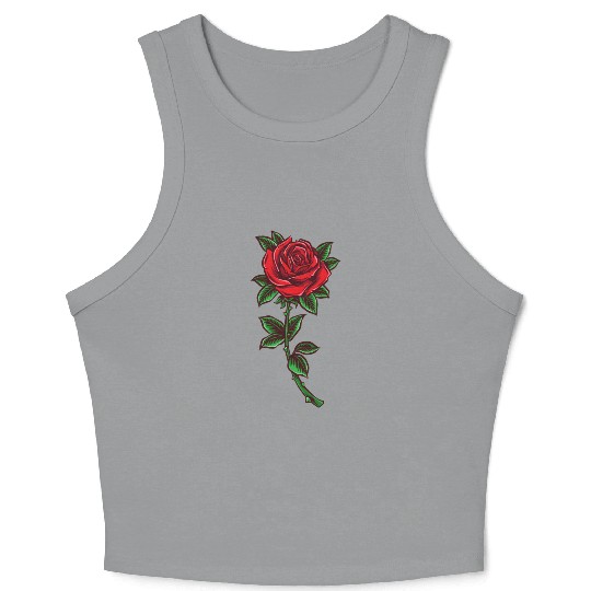 Red rose, Rose stem Crop Tank Top