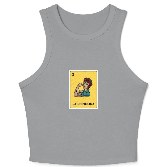 La Chingona Mexican Lottery Bingo Game Card Player Crop Tank Top