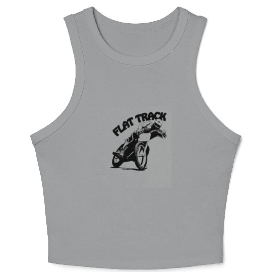 Flat Track Motorcycle Racing Mens Unisex Crew Neck Crop Tank Top