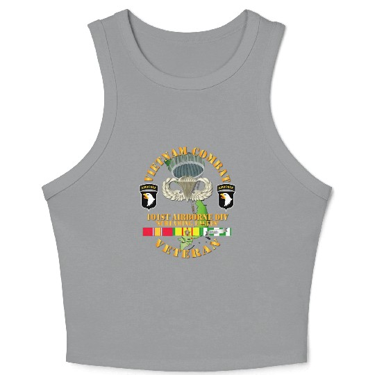 Army Vietnam Combat Veteran w 101st Airborne Div S Crop Tank Top